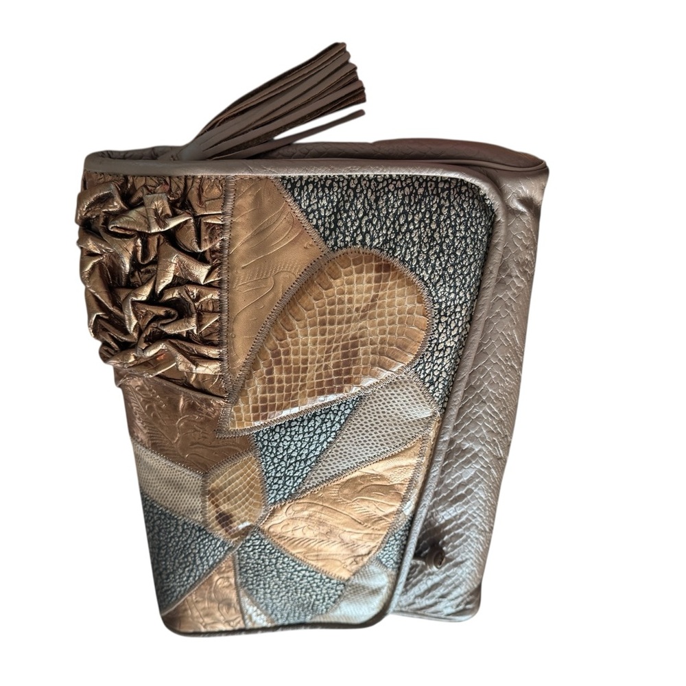 Large Patchwork Leather Clutch by Pinky - Picture 3 of 7